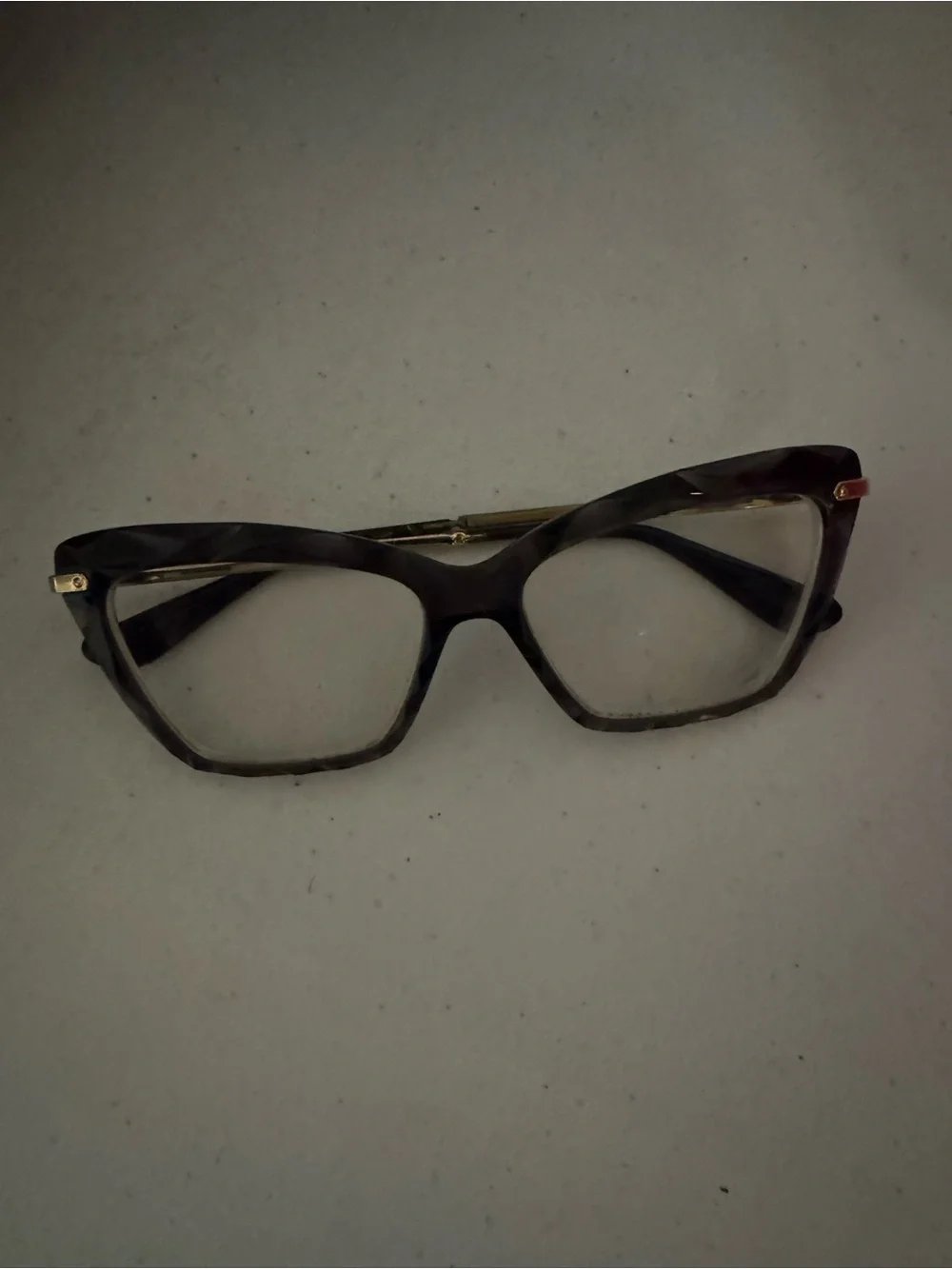 Dolce & Gabbana Tortoiseshell Cat-Eye Beveled Glasses with Gold Accents